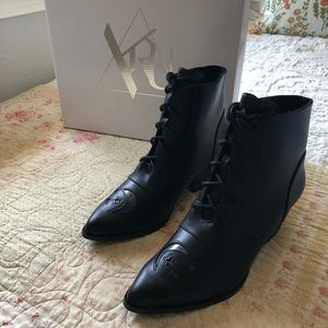 NIB YRU Dollskill Aura Ankle Boots - Black Vegan Leather